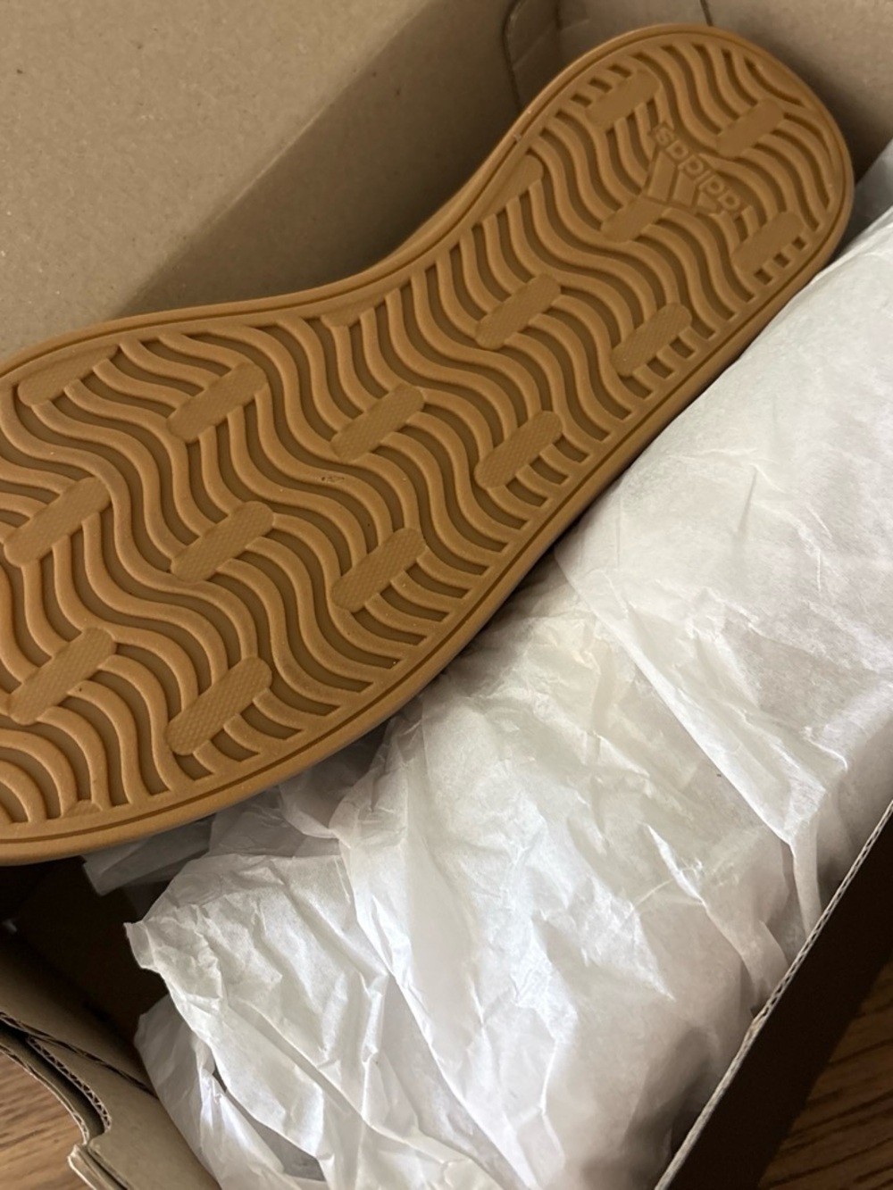 adidas Women's Light blueish Gray Suede Sneakers with Cream Stripes and Gum Sole - Picture 3 of 4